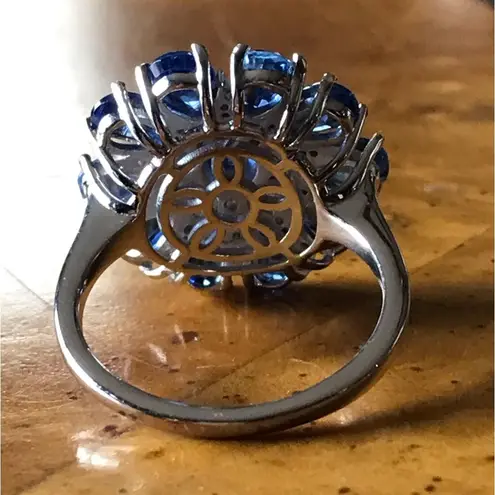 Natural Blue Kyanite Sterling Silver Cocktail Ring Size 10