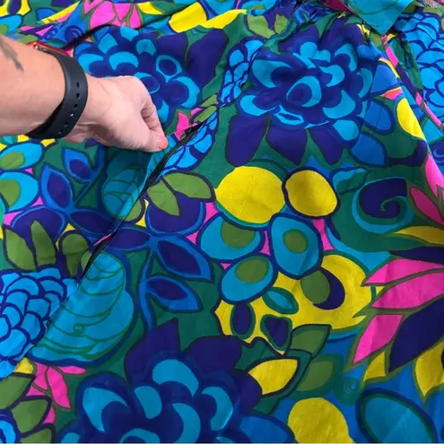 Vintage 60’s /70’s ROYAL HAWAIIAN Blue and Pink Muumuu style Halter Maxi Dress Size XL