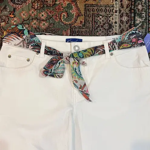 kim rogers NWT Kim Rodgers White Denim Capris with Boho Belt