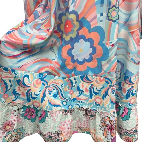 Tolani Collection Ginger Swirl Dress Size Large V-Neck and Ruffle Hem NWT