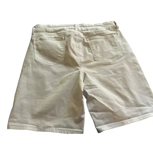 NYDJ Ella Fit Is Everything White Denim Bermuda Shorts Womens Size 14