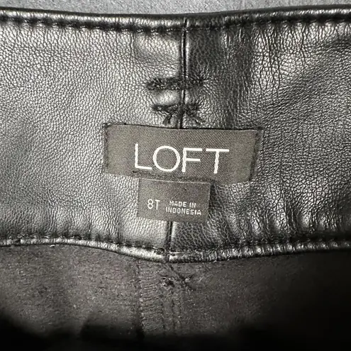 Loft  Womens 8 Tall Black Imitation Leather Flat Front Casual Dress Career Pants‎