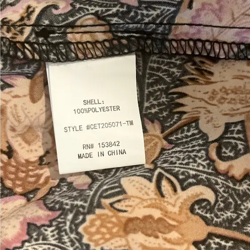 MELLODAY V Neck Tunic Top Mini Dress Floral Tiered Long Sleeve Pullover L