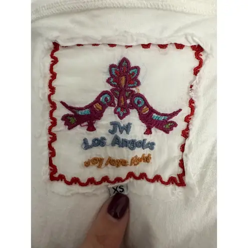 Johnny Was JWLA Cream Embroidered Floral Mini Shift Dress Size XS - READ