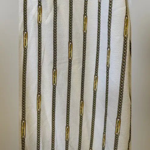 MICHAEL Michael Kors Logo Gold Chain Blouse Cuff With Tie Women’s Size Medium