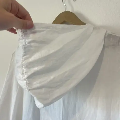 Tempo Paris Jacket Womens Small Medium White Linen Hooded Button Front Italy