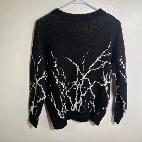 Firla Graphic Pattern Drop Shoulder Sweater Black White Size XL