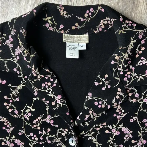 Coldwater Creek Clearwater Creek Floral Black and Pink Top Size XL