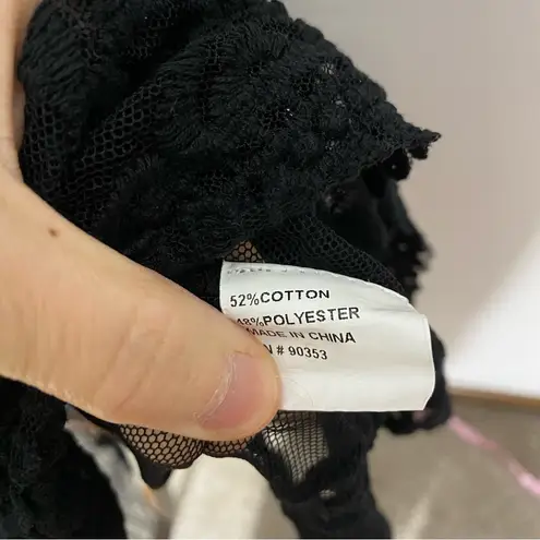 REBELLION AGAIN Embroidered Lace Kimono Duster Top Black Size 2X