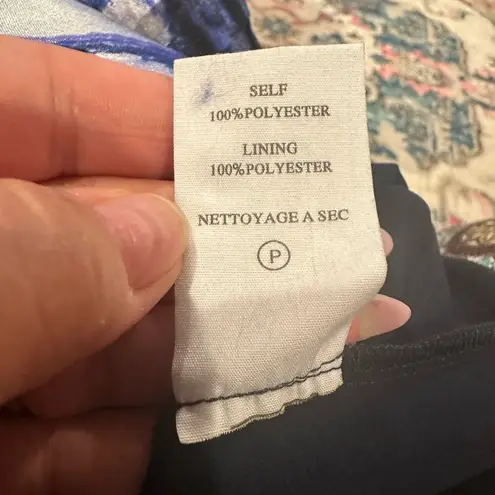 MM Couture BY MISS ME BLUE WHITE PURPLE ABSTRACT ONE SHOULDER SATIN MINI DRESS S