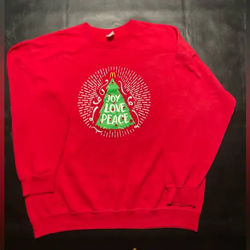 McDonalds ugly Christmas crewneck sweatshirt Christmas tree plus size 2XL Red