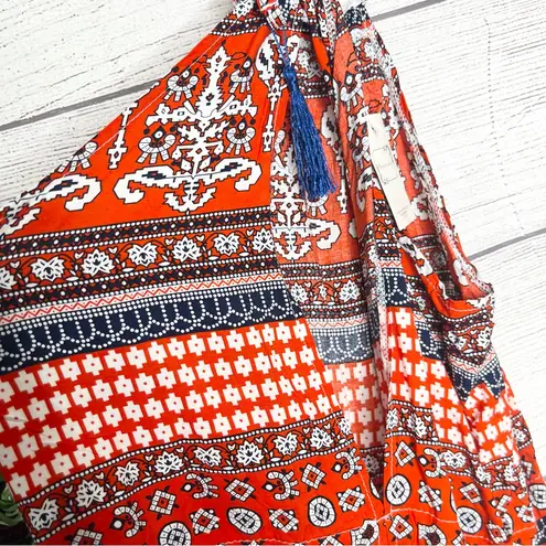 NWT Ethan and Amy Red & Blue Boho Patterned Sleeveless Romper Size Small