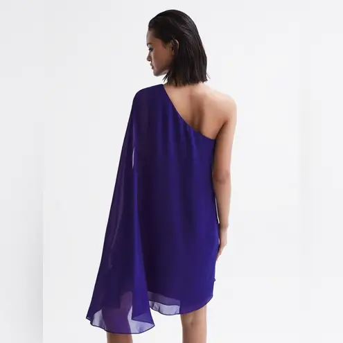 Reiss FLEUR SHEER CAPE SLEEVE MINI DRESS IN PURPLE, US 4, $330