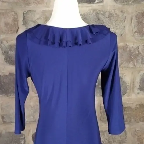 Jolibel Ruffled Sheath Dress Formal Occasion Cocktail Party Guest Evening 6 Blue