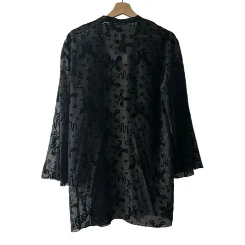 Savage X Fenty Black Robe Medium Large Sheer Lingerie NEW sexy romantic hot NWT