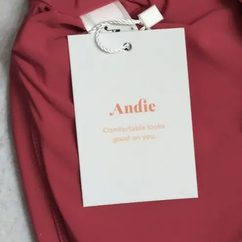 ANDIE NWT The Hydra Top Russet (Dark Red) Ruffled Neckline Bikini Swimwear M