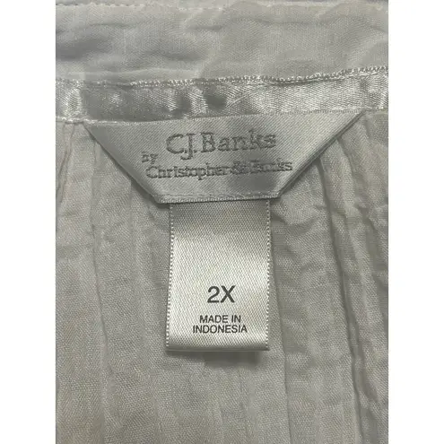 Christopher & Banks Womens White Half Sleeve Pleated Button Up Shirt Top Size 2X - Image 3