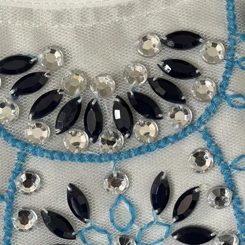 Three Pink Hearts Womens Blouse Sz XL Beaded Rhinestone Retro Hipster Boho Chic