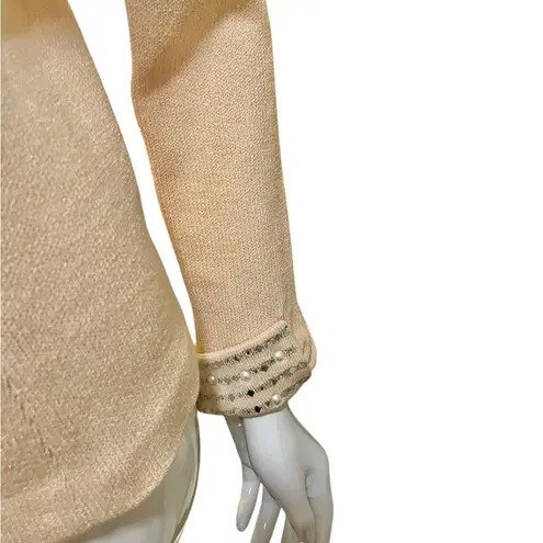 St. John Knit Cream Evening Jacket Rhinestone Pearl Size 8