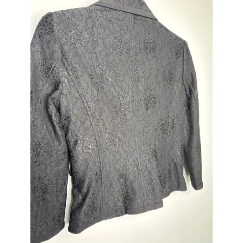 Diane Von Furstenberg Vintage  DVF Black Lace Blazer formal crystal button Size 0