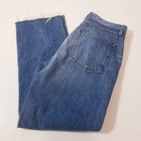 3x1  NYC Women size 27 ISLA High Rise Blue Jeans Frayed Hem Ankle Straight Leg