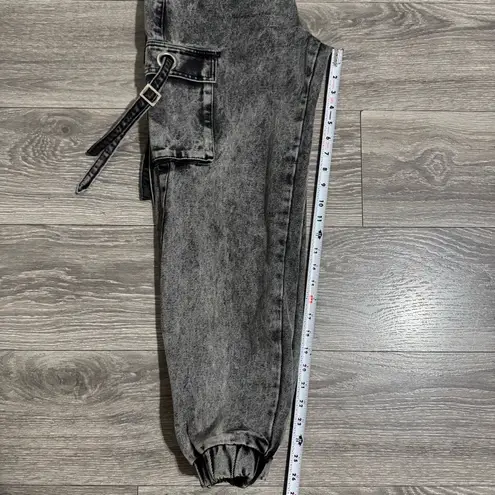 American Bazi Women Black Gray High Rise Cargo Tappered Jeans Size S