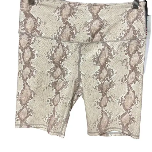 Varley Albury Bike Shorts Champagne Snake Print Size XL