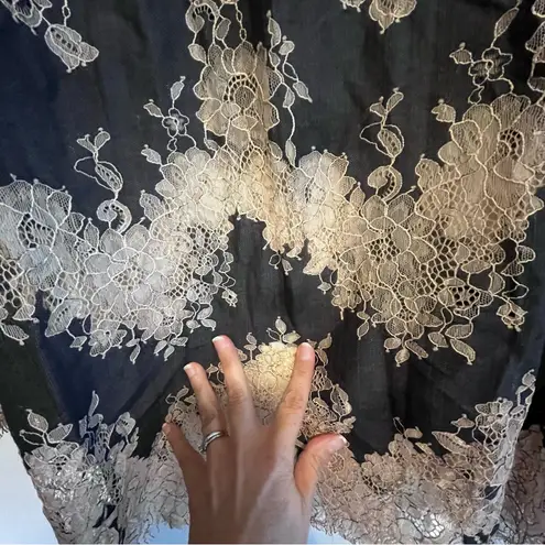 Linea Black and Tan Lace Blouse Size 18