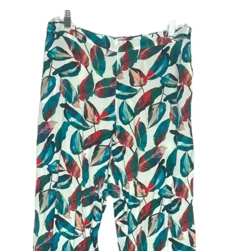 ONIA Women’s Mila Wide Leg Pants Green Multicolor Leave Print Pull On Sz Large