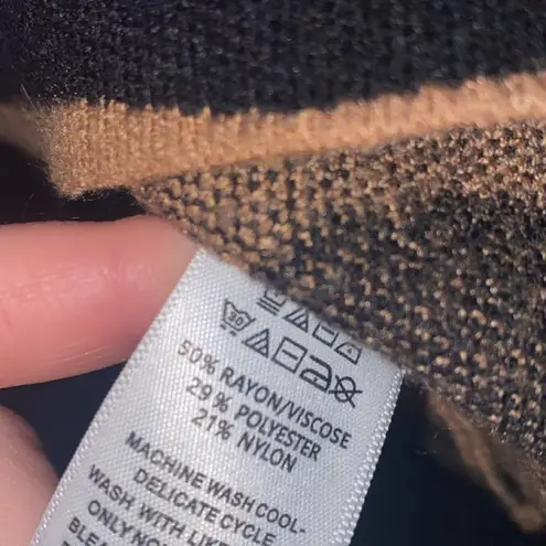 Christian Siriano Sweater L Large Black Brown Modern Bold Mock Neck Viscose Tan Size undefined