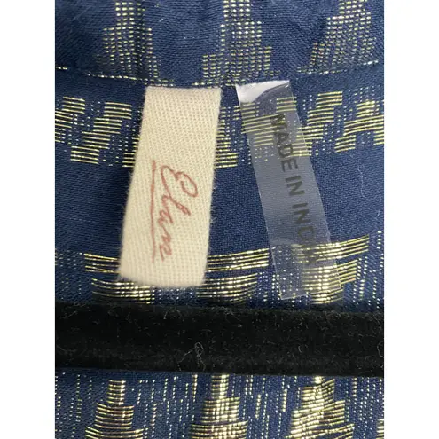 Elan Navy Gold Babydoll Dress S Bell Sleeve Boho India Flawed But Fabulous