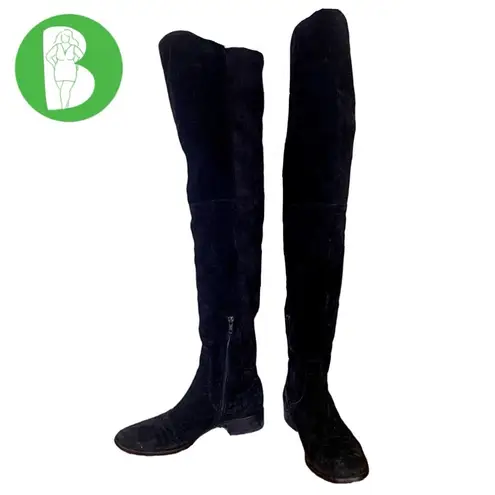 ALCHIMIA DI BALLIN BLACK SUEDE OVER THE KNEE LOW HEEL BOOTS (37.5) Size 6.5