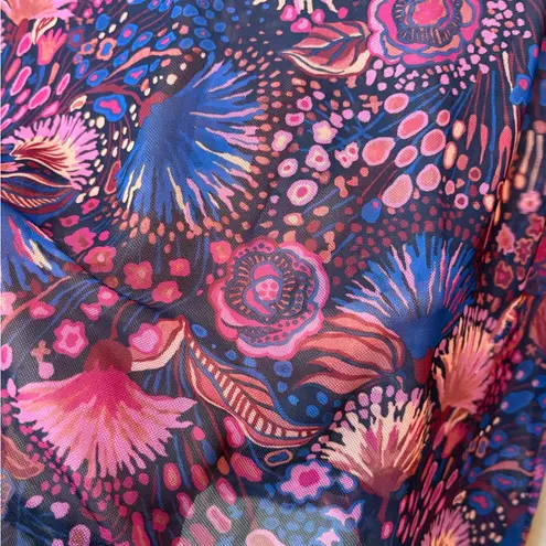 Karen Kane Floral Mesh Ruched Sleeve Top XLP