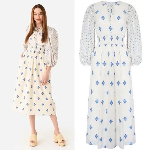 Hunter Bell “Clementine” Blue Medallion Midi Dress Size Medium