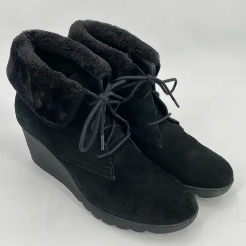 Donald Pliner Donald J Pliner Boots Women’s Sz 9.5 MAXXI Wedge Heeled Faux Fur Booties Black