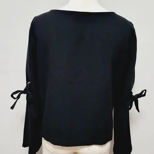 Fifteen Twenty  black bow bell sleeve blouse size medium