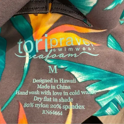 Tori Praver Swimwear Seafoam One Piece Birds of Paradise Tropical Swimsuit med