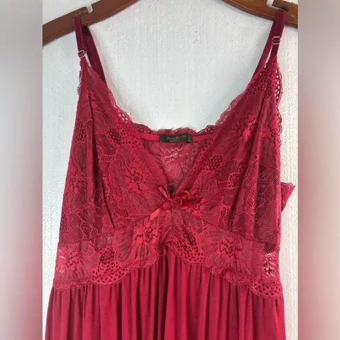 Avid Love L Babydoll Chemise with Lace Trim Neglige Lingerie Red Size L