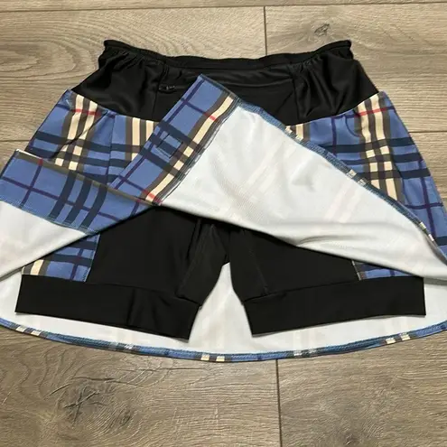 SparkleSkirts 15” High Rise Blue Plaid Running Tennis Skirt Skort Size Medium