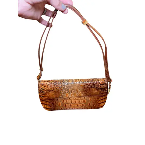 Brahmin Crocodile Embossed Daria Ombre Y2K Baguette Shoulder Bag