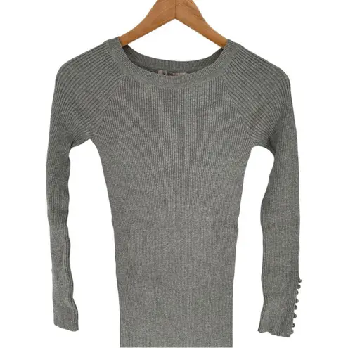 ST Studio Off Shoulder Rib Midi Dress in Light Grey Melange size XS Bodycon NWT Gray