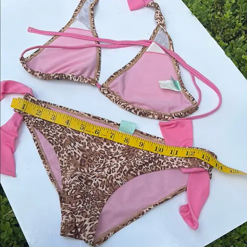 Marina West Leopard 🐆 and Pink Print Bikini 👙 Brown Size XS