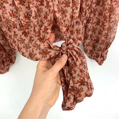 Bardot Cyrus Long Sleeve Smocked Blouse Rose Bloom S?