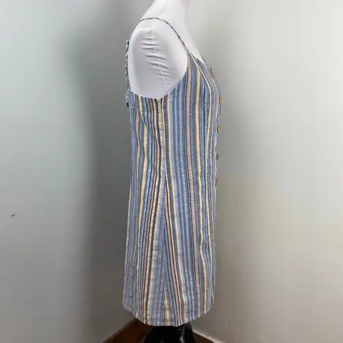 Doe & Rae Blue Striped Button Down Dress Cross Lace Back Medium