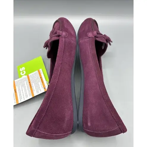 Crocs  Lina Loafer Suede Plum Slip On Flats Shoes Triple Comfort Womens 8 Casual