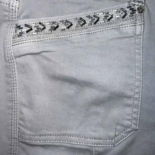 White House | Black Market  embellished taupe/silver Slim Crop jeans, EUC size 6