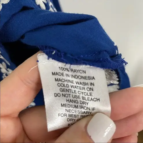 Escapada Floral Bell Sleeve Tunic Blue White Size Small