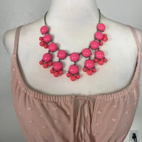 Y2K Chunky Neon Pink Statement Necklace Silver