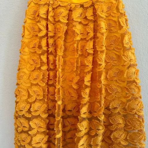 New York & Co. 7th Avenue Bright Yellow Floral Skirt Size M