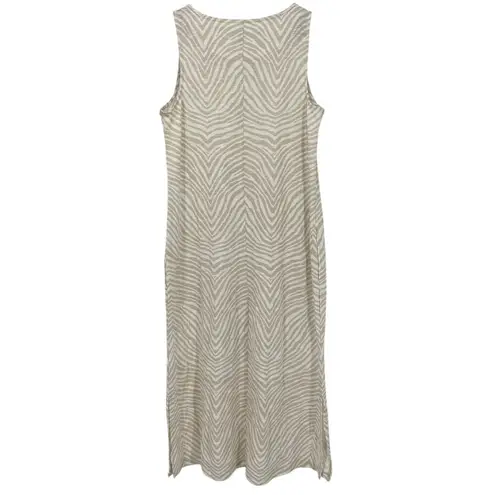 Denim & Co NATURALS NWOT Zebra Print Sleeveless Casual Midi Dress Beige Small